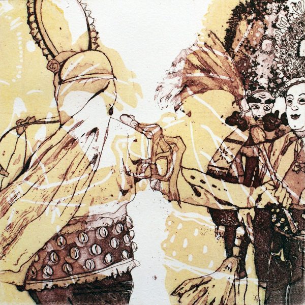 Schemenlauf Imst, Schiane, 15 x 15 cm, Radierung, Linolschnitt, 2009