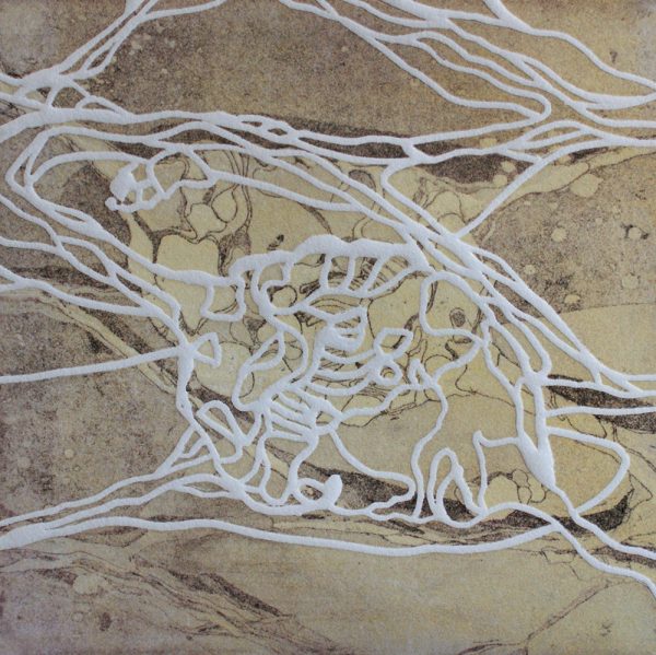 Nerventierchen 2, 20 x 20 cm, Radierung, Linolprägung, 2007
