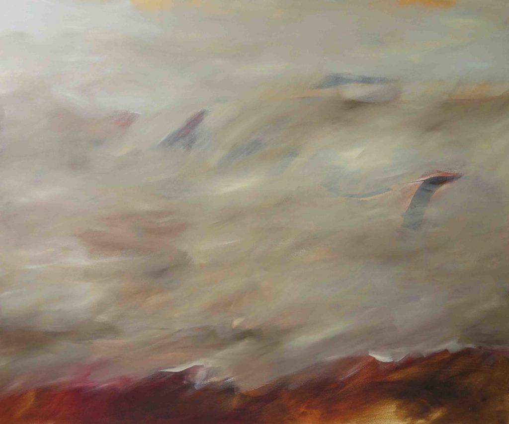 Entwicklung Genre (geöffnet und verdeckt), 100 x 120 cm, Mischtechnik auf Leinen, 2019