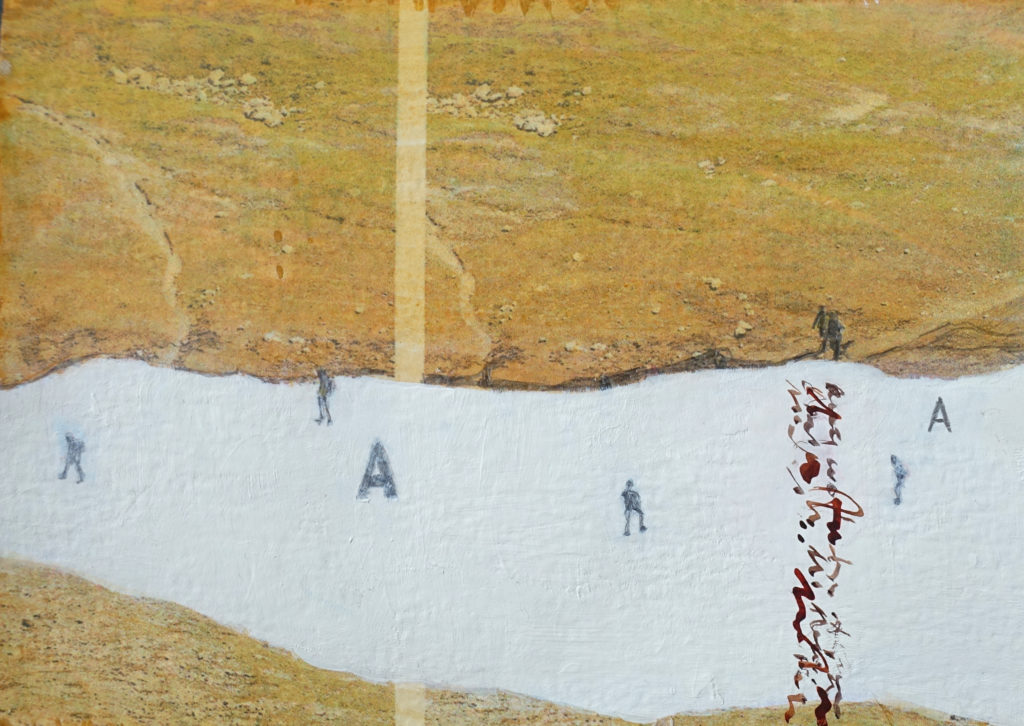 Postkarte "Hommage an Walter Niedermayr", 10,5 x 14,8 cm, Kollage auf Papier, 2019
