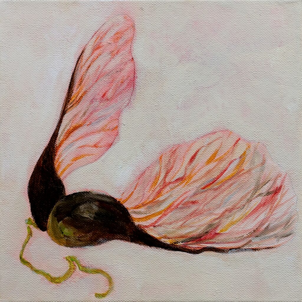 inside – out (Das Glück is a Vogerl), wings, 20 x 20 cm, Acryl auf Leinen, 2021.